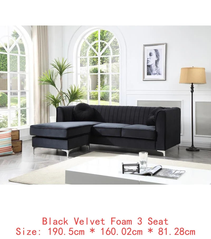 Navy Blue Sofa Chaise - 3 Boxes, Comfortable Design for Living Room