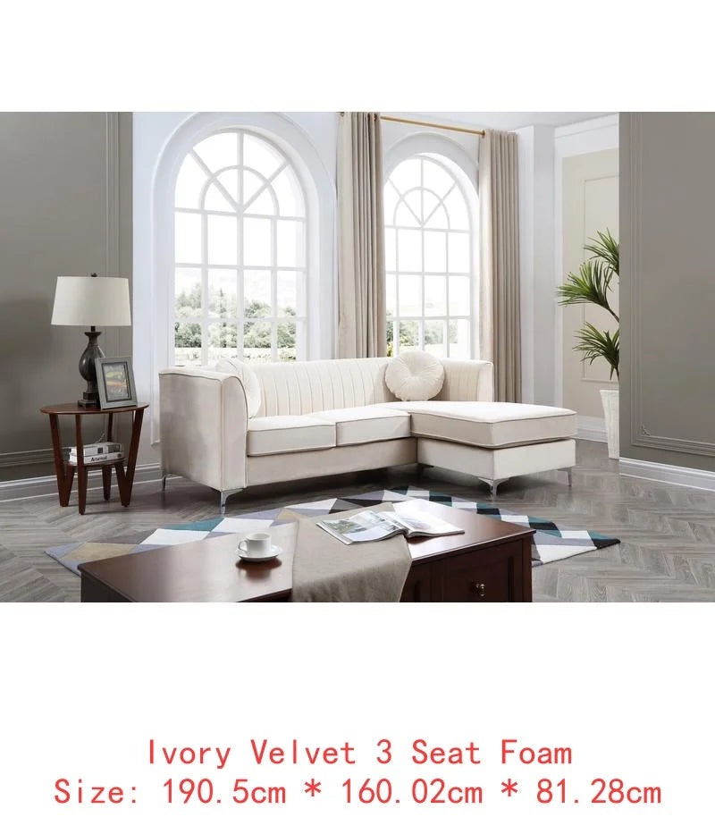 Navy Blue Sofa Chaise - 3 Boxes, Comfortable Design for Living Room