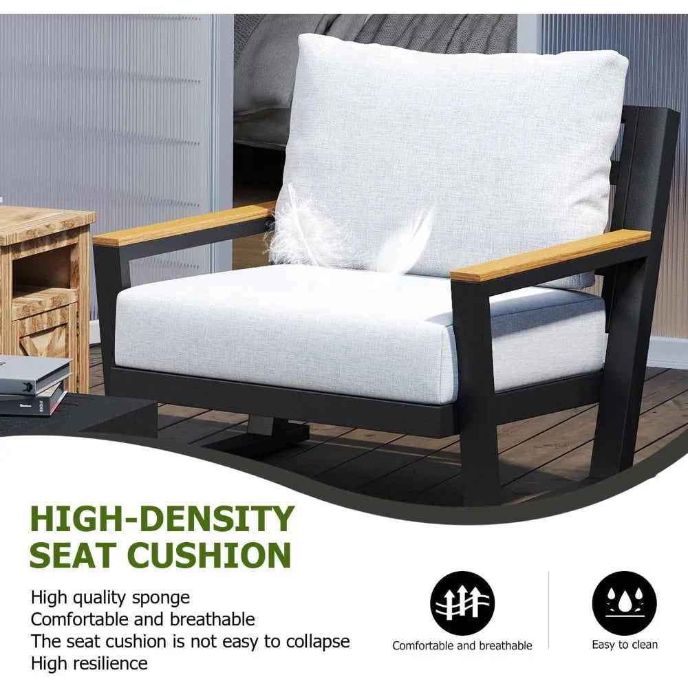 Aluminum Outdoor Furniture with Coffee Table,5 Seats Patio Furniture Set Sectional Waterproof Sofa with Conversation Set Table