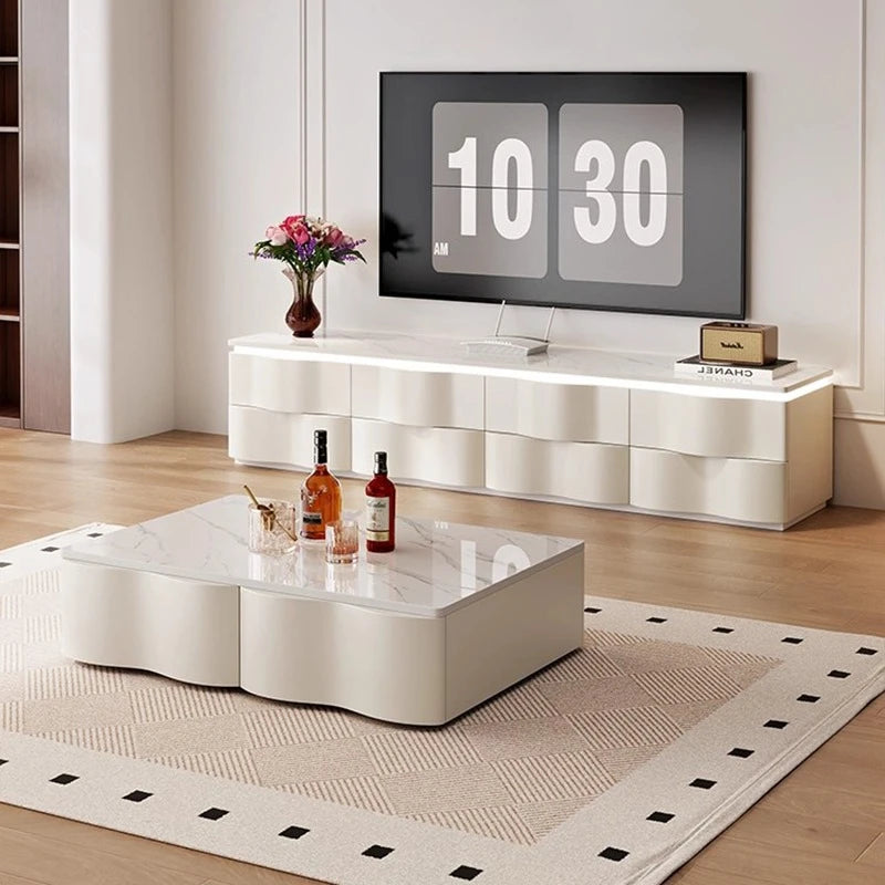 Nordic Creative TV Stands Modern Minimalist Living Room Slate Coffee Table and TV Cabinet Set Designer Home Furniture FYTS