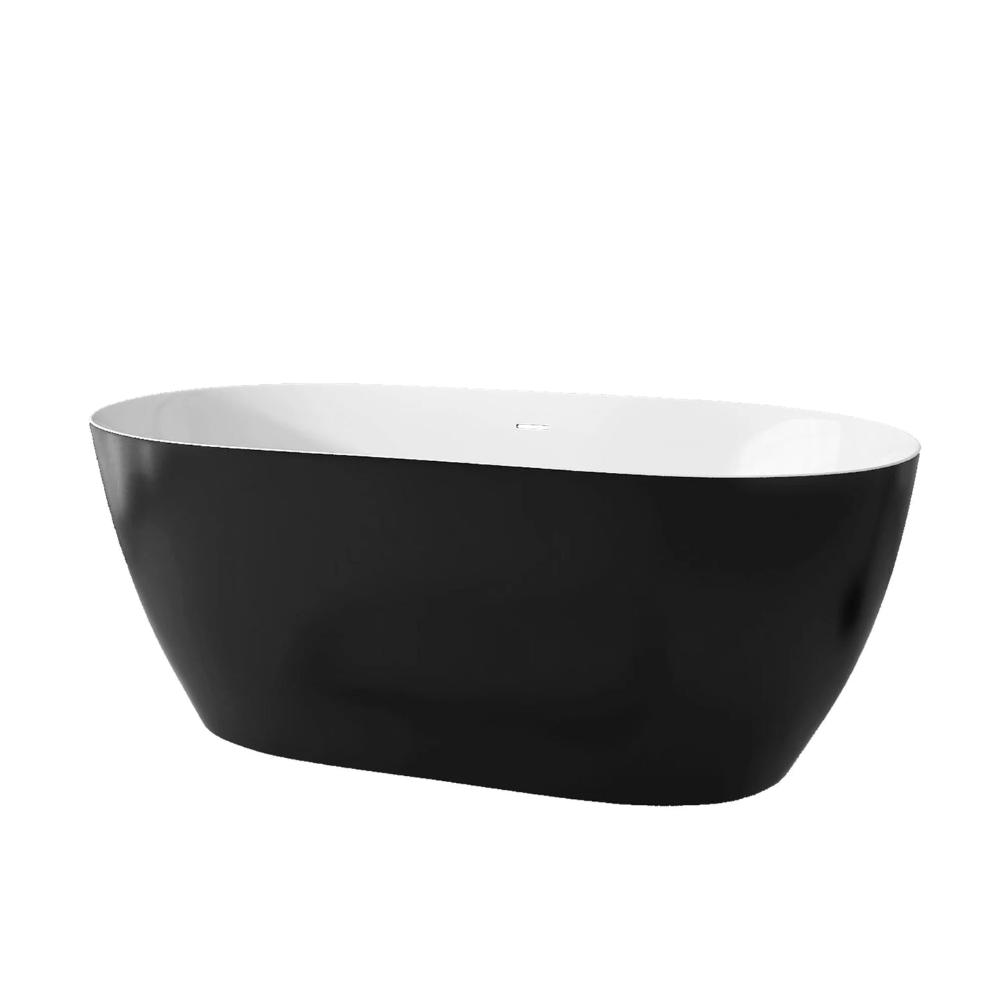 59" Acrylic Free Standing Tub Classic Oval Shape Soaking Tub Adjustable Freestanding Bathtub with Integrated Slotted Overflow an
