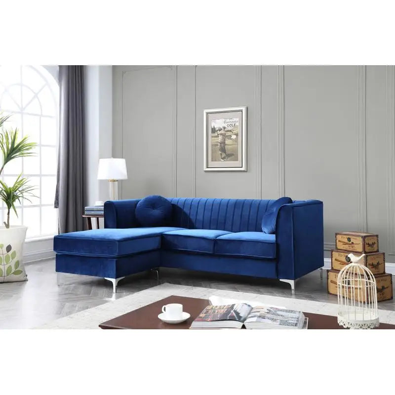 Navy Blue Sofa Chaise - 3 Boxes, Comfortable Design for Living Room
