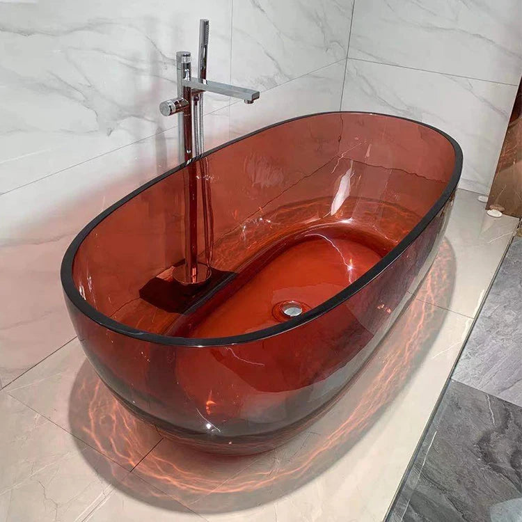 Fanwin Luxury Modern Freestanding Acrylic Bathtub Small Soaking Bath Tub White Drainer Colorful Transparent Bathroom Hotel