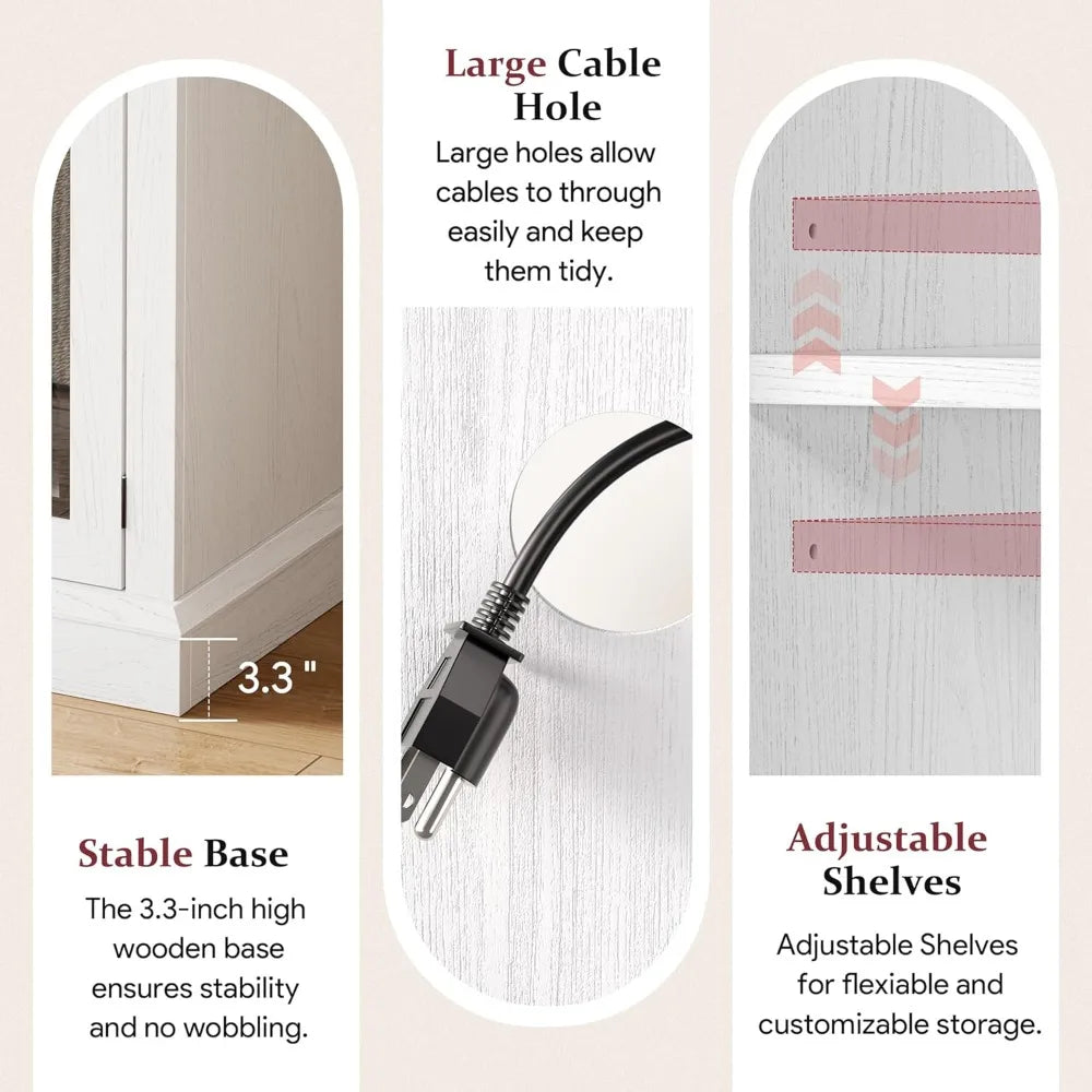 70'' Fireplace TV Stand, Farmhouse Entertainment Center with 3 Sided Glass TV Stand, Modern Media Console Table with Storage