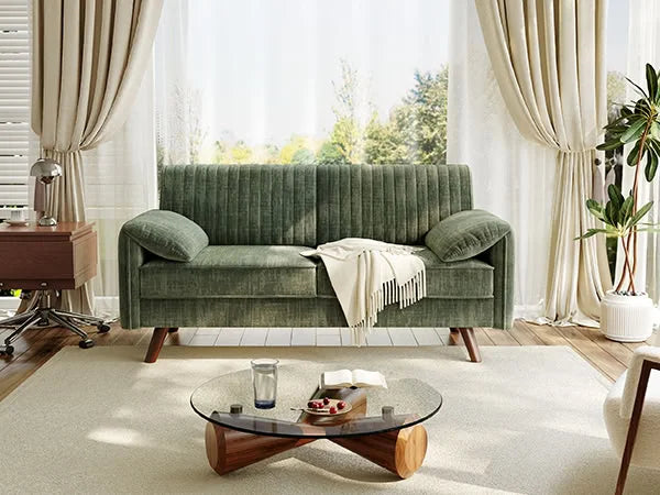 64.5" Loveseat Sofa, Chenille Loveseat, Small Couch for Living Room, Deep Seat Love Seat Comfy Couches for Small Spaces