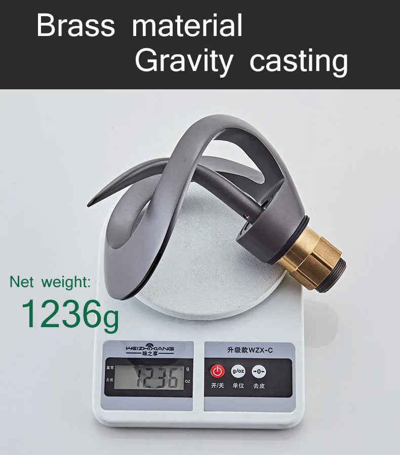 Golden/White Bathroom Basin Faucet Black Bathroom Faucet Brass Creative Grey Sink Mixer Tap Hot & Cold Waterfall Basin Faucet