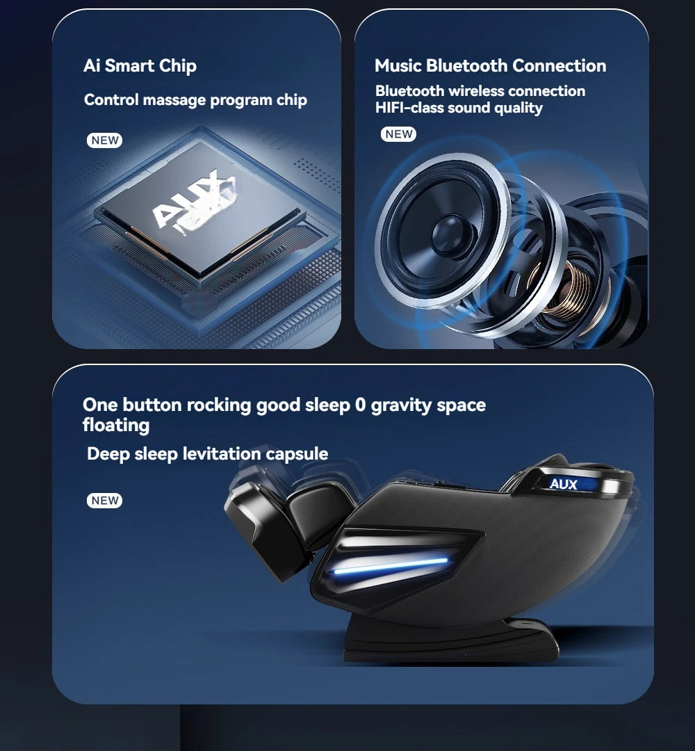6D Smart Full Body Massage Chair Zero Gravity Relaxing Massage Recliner Chairs with SL-Track Bluetooth Speaker Heating Massage