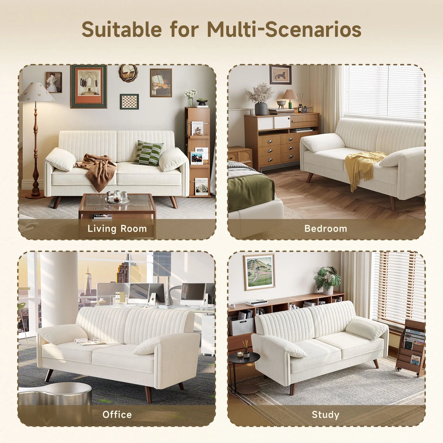 64.5" Loveseat Sofa, Chenille Loveseat, Small Couch for Living Room, Deep Seat Love Seat Comfy Couches for Small Spaces