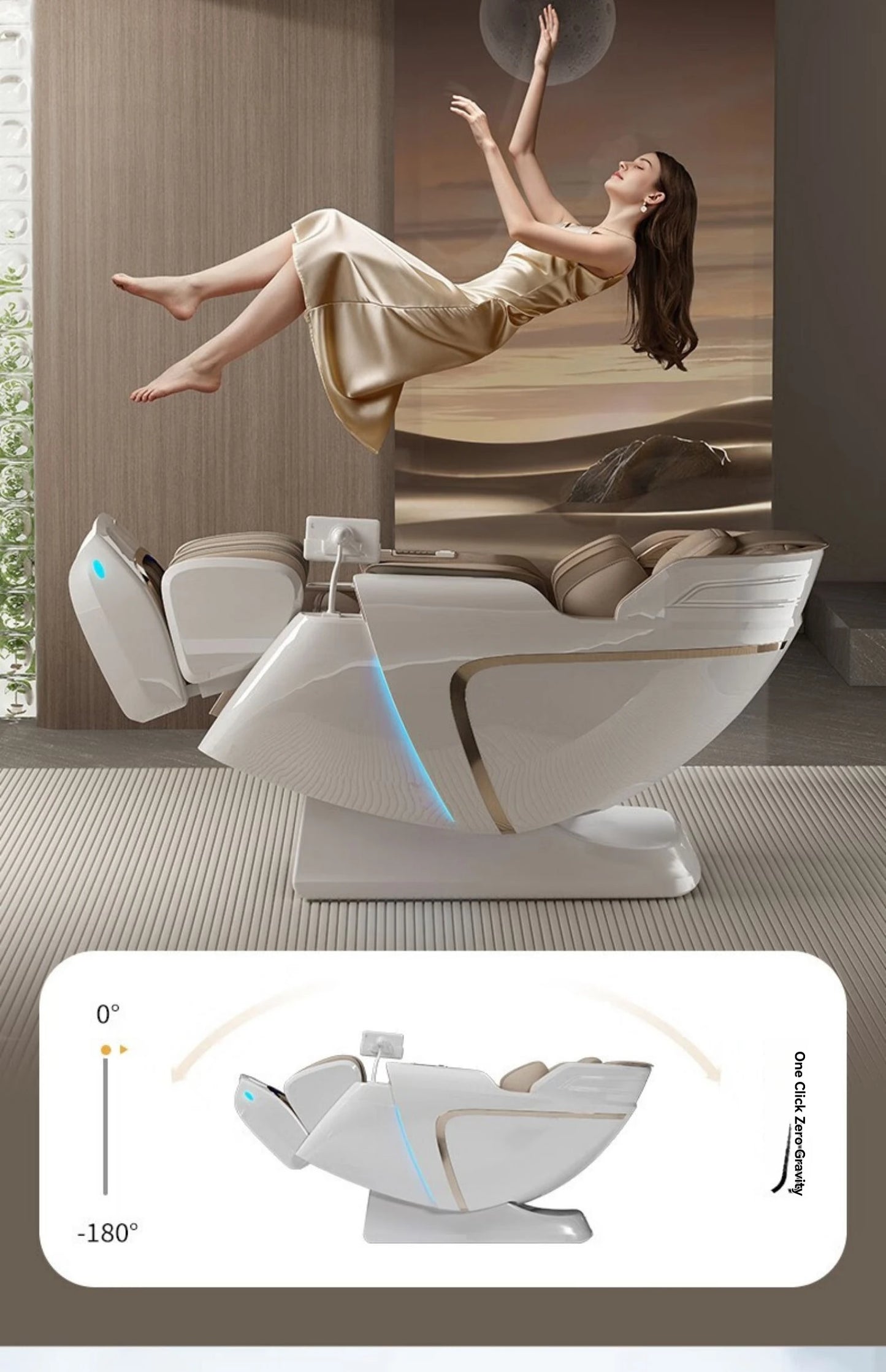 4D+4D Electric Massage Chair Full Body 24 Modes Zero Gravity SL-Track Shiatsu Smart Auto Massage Chairs with Heat System Massage