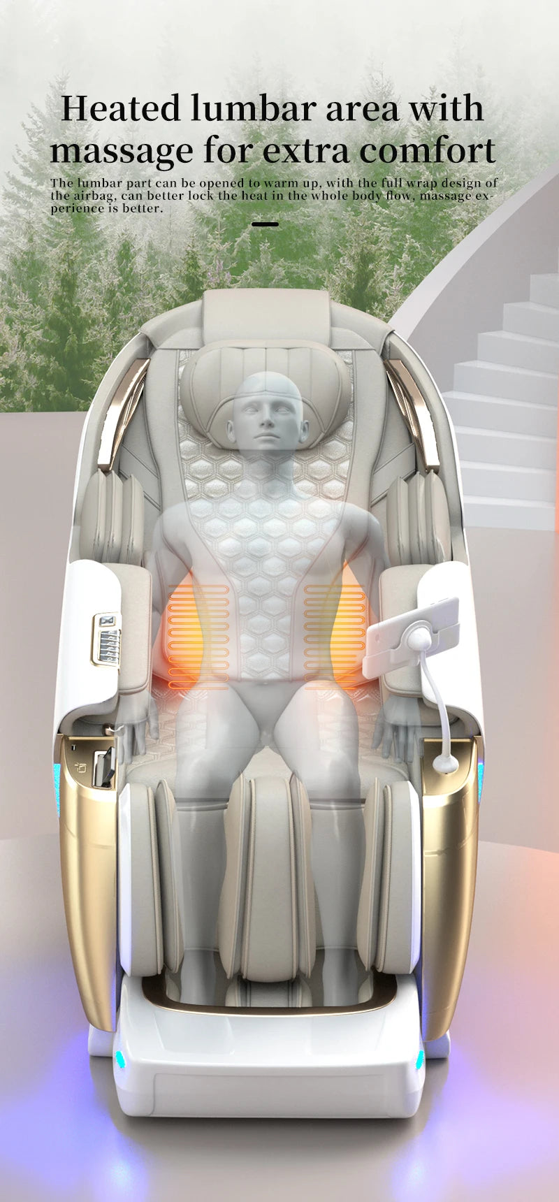 4D+4D Electric Massage Chair Full Body 24 Modes Zero Gravity SL-Track Shiatsu Smart Auto Massage Chairs with Heat System Massage