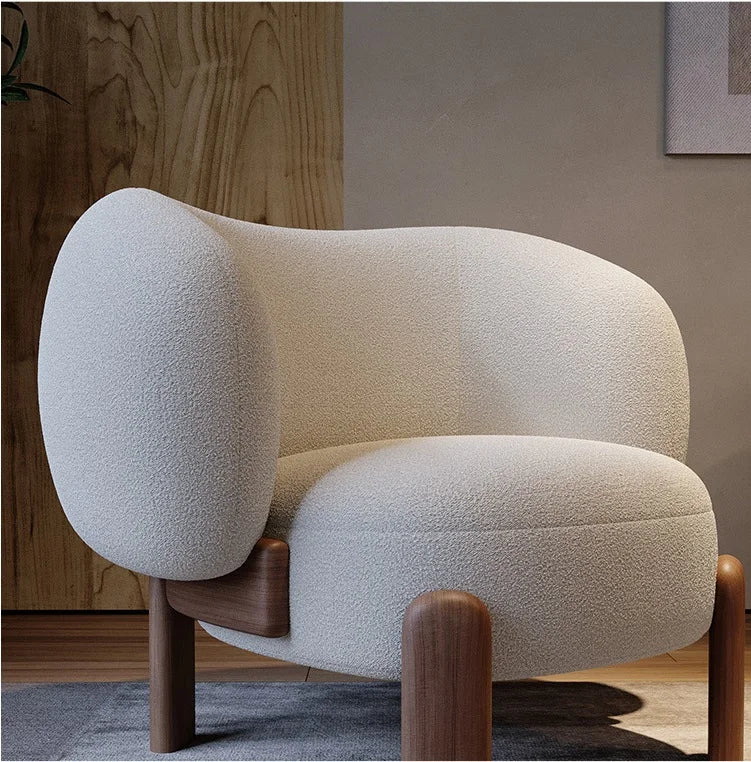 Single Sofa Chair for Living Room Furniture Upholstered Accent Chair Lambswool Fabric Lounge Chair Bedroom & Apartment Use