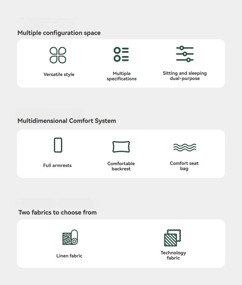 Small Unit Sofa Bed, Foldable Dual-purpose Double Bed, Home Office Nap, Three Person Sofa, Leisure Fabric, Lazy Sofa