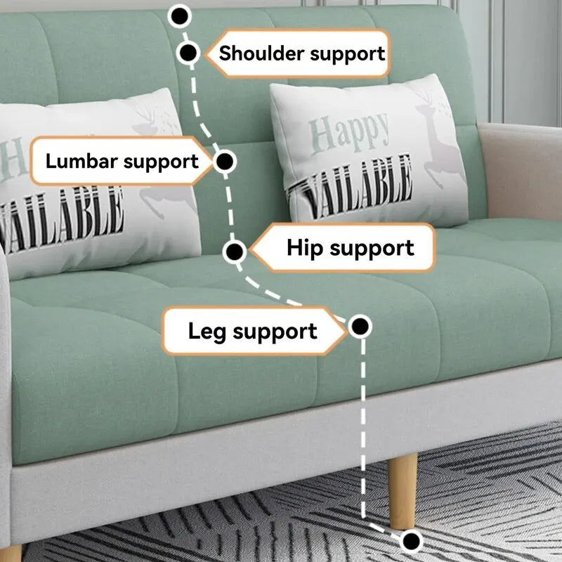 Small Unit Sofa Bed, Foldable Dual-purpose Double Bed, Home Office Nap, Three Person Sofa, Leisure Fabric, Lazy Sofa