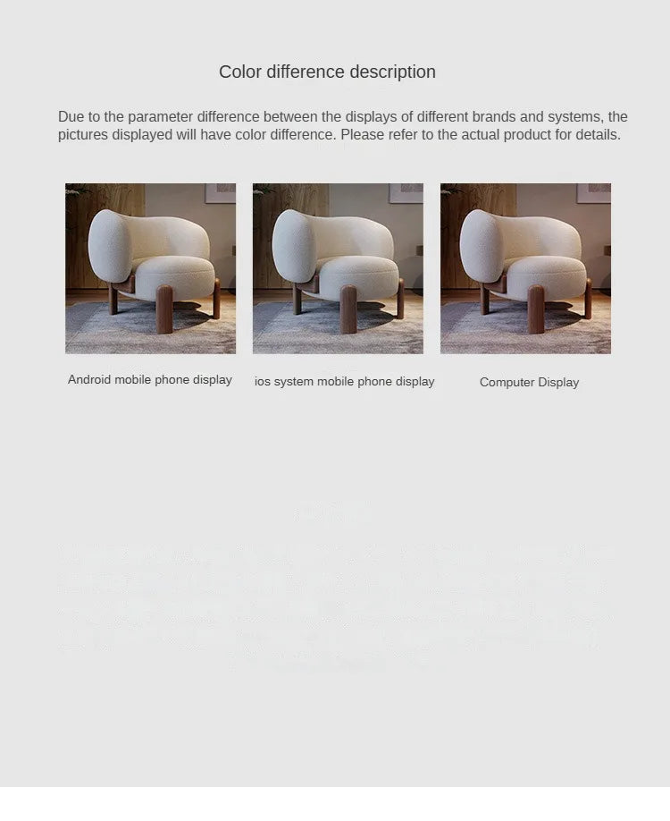 Single Sofa Chair for Living Room Furniture Upholstered Accent Chair Lambswool Fabric Lounge Chair Bedroom & Apartment Use