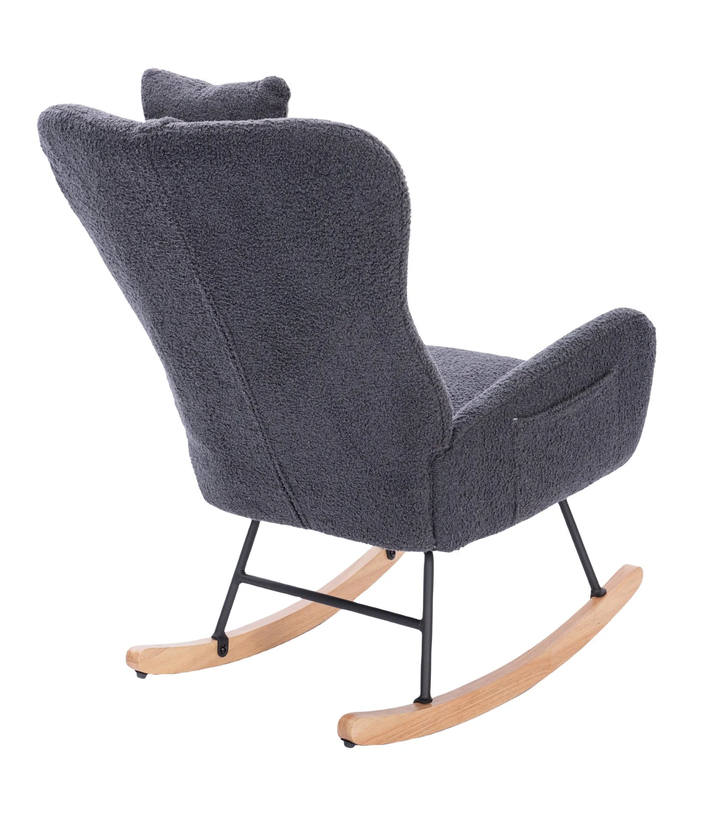 Teddy Upholstered Nursery Rocking Chair for Living Room Bedroom(DARK GREY Teddy)