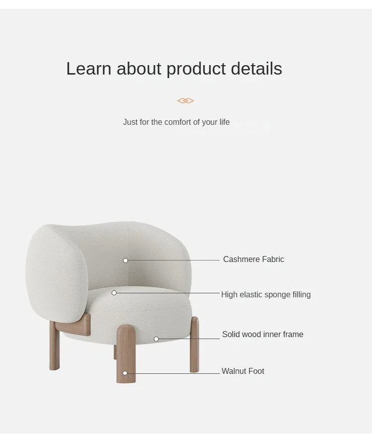 Single Sofa Chair for Living Room Furniture Upholstered Accent Chair Lambswool Fabric Lounge Chair Bedroom & Apartment Use