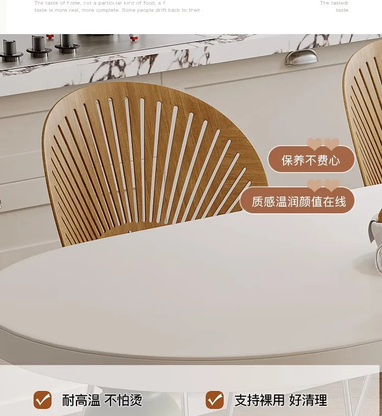 Island Table French Light Luxury Retractable Integrated Celebrity Family Apartment Arc Island Rock Plate Dining Table And Chairs
