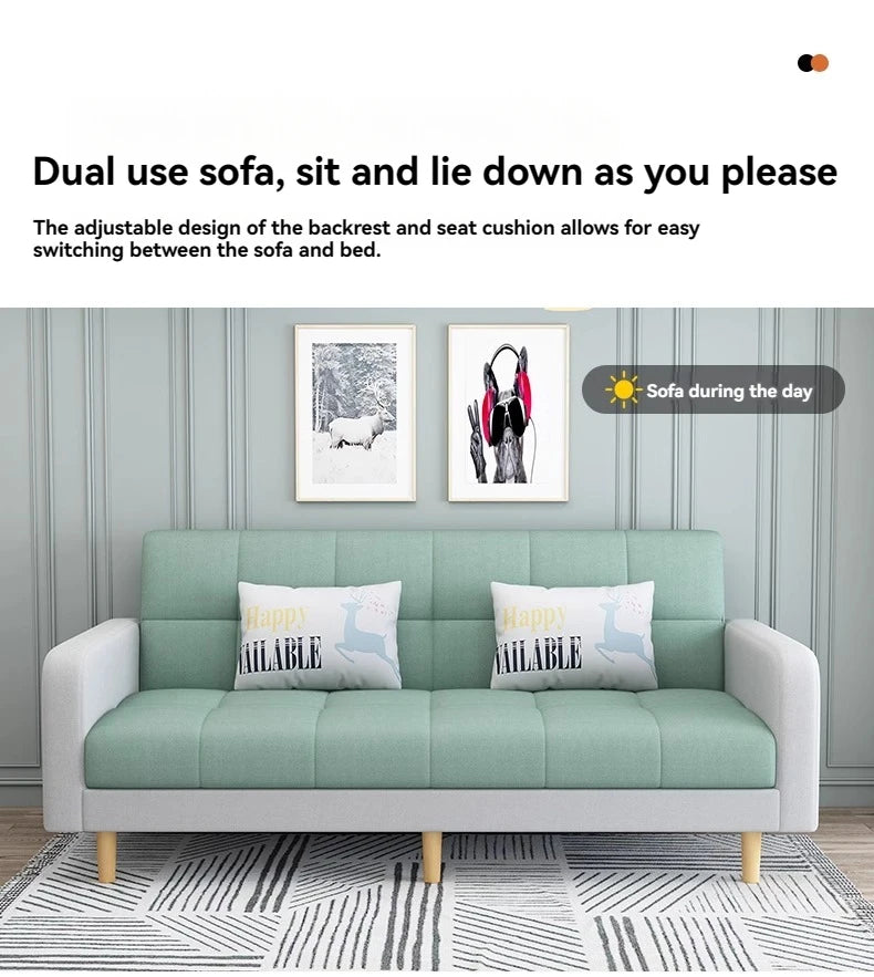 Small Unit Sofa Bed, Foldable Dual-purpose Double Bed, Home Office Nap, Three Person Sofa, Leisure Fabric, Lazy Sofa