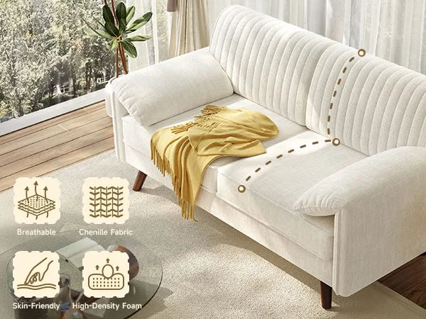 64.5" Loveseat Sofa, Chenille Loveseat, Small Couch for Living Room, Deep Seat Love Seat Comfy Couches for Small Spaces