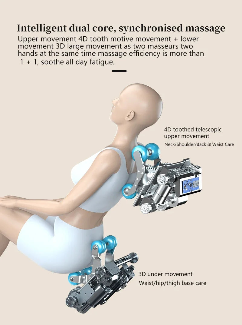 4D+4D Electric Massage Chair Full Body 24 Modes Zero Gravity SL-Track Shiatsu Smart Auto Massage Chairs with Heat System Massage