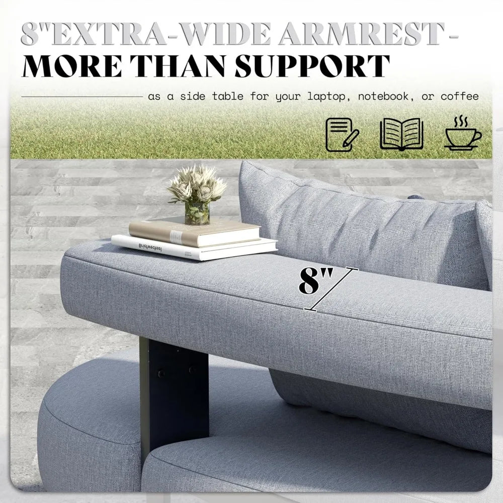 10 Seats Aluminum Patio Furniture Set, Outdoor Sectional Sofa with 6" Cushions, Modular Curved Conversation Set, All-Weather Fur