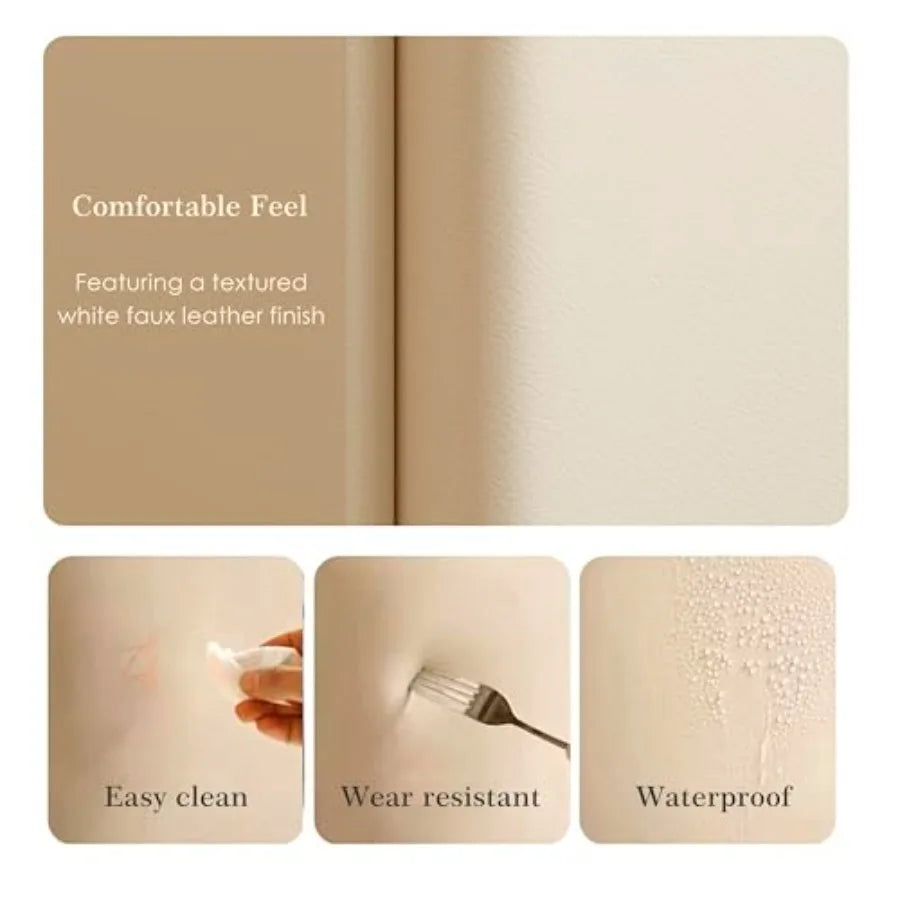 Modern rrow Nightstand Slim Skinny White Nightstand with 2 Drawers for Bedroom Small End Bedside Table Textured Faux Leather Ma