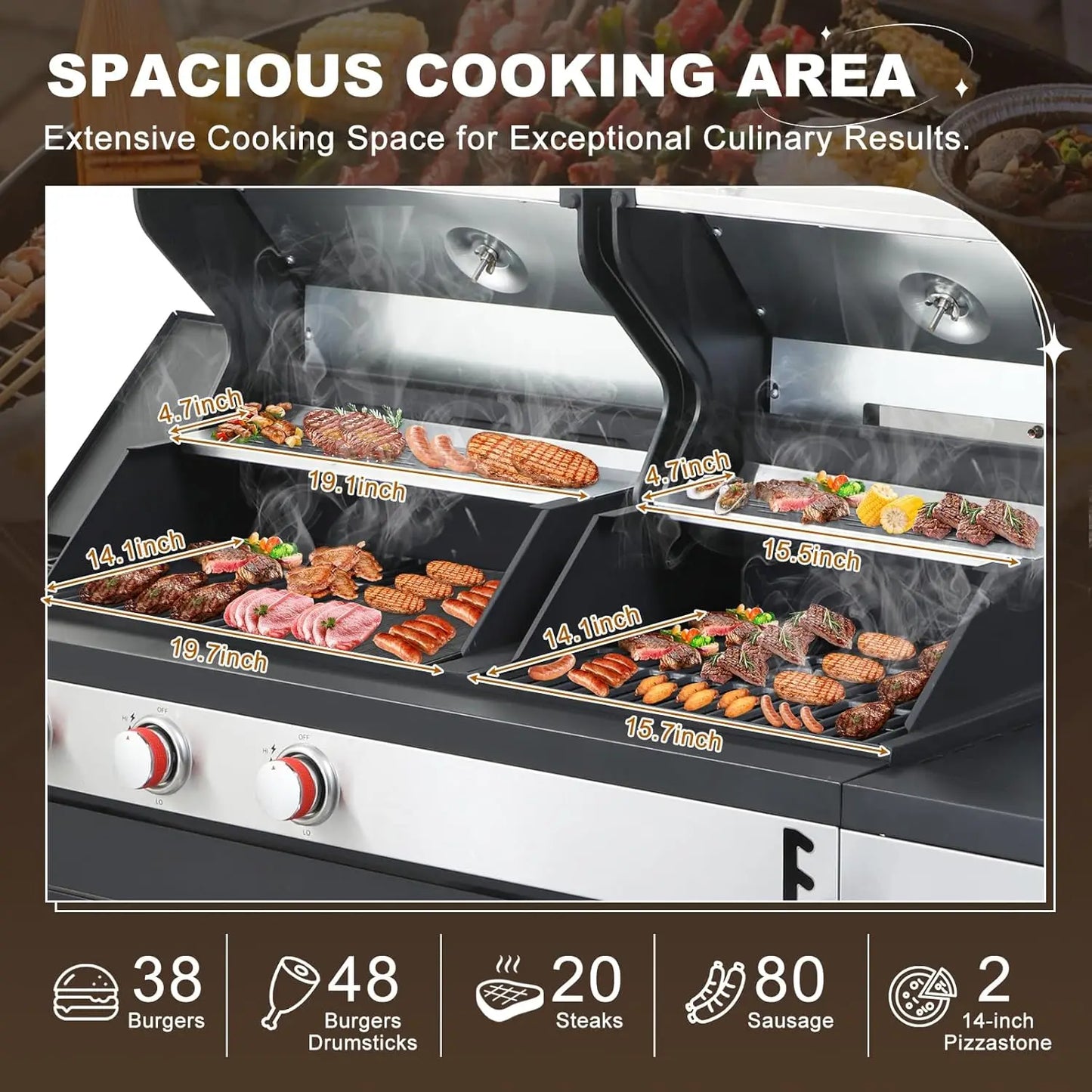 Gas and Charcoal Combo Grill with Side Burner, 37,230 BTU Outdoor BBQ Grill with Porcelain-Enameled