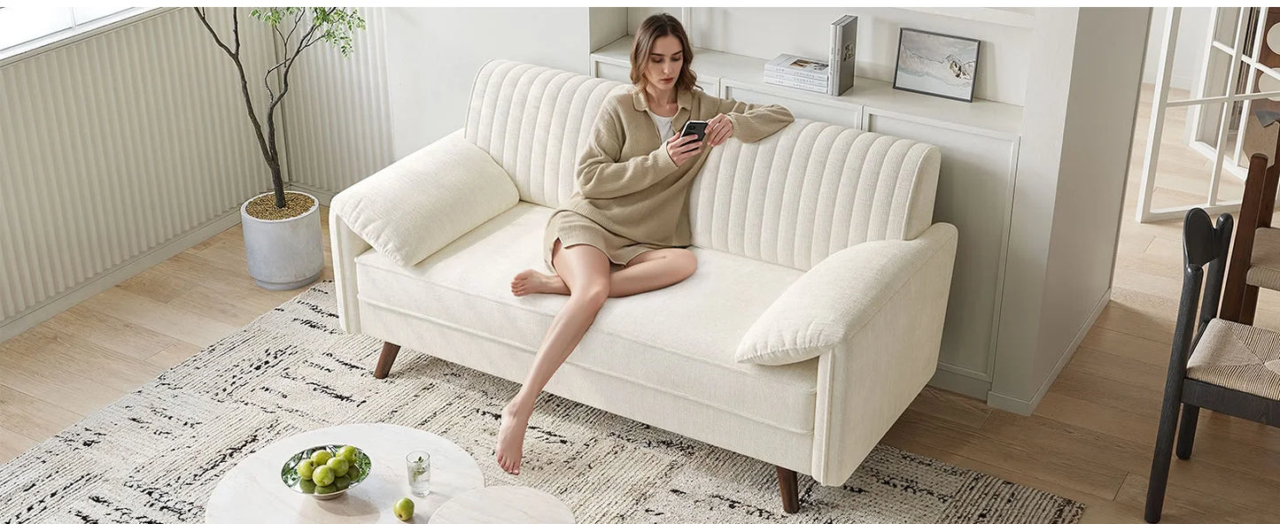 64.5" Loveseat Sofa, Chenille Loveseat, Small Couch for Living Room, Deep Seat Love Seat Comfy Couches for Small Spaces