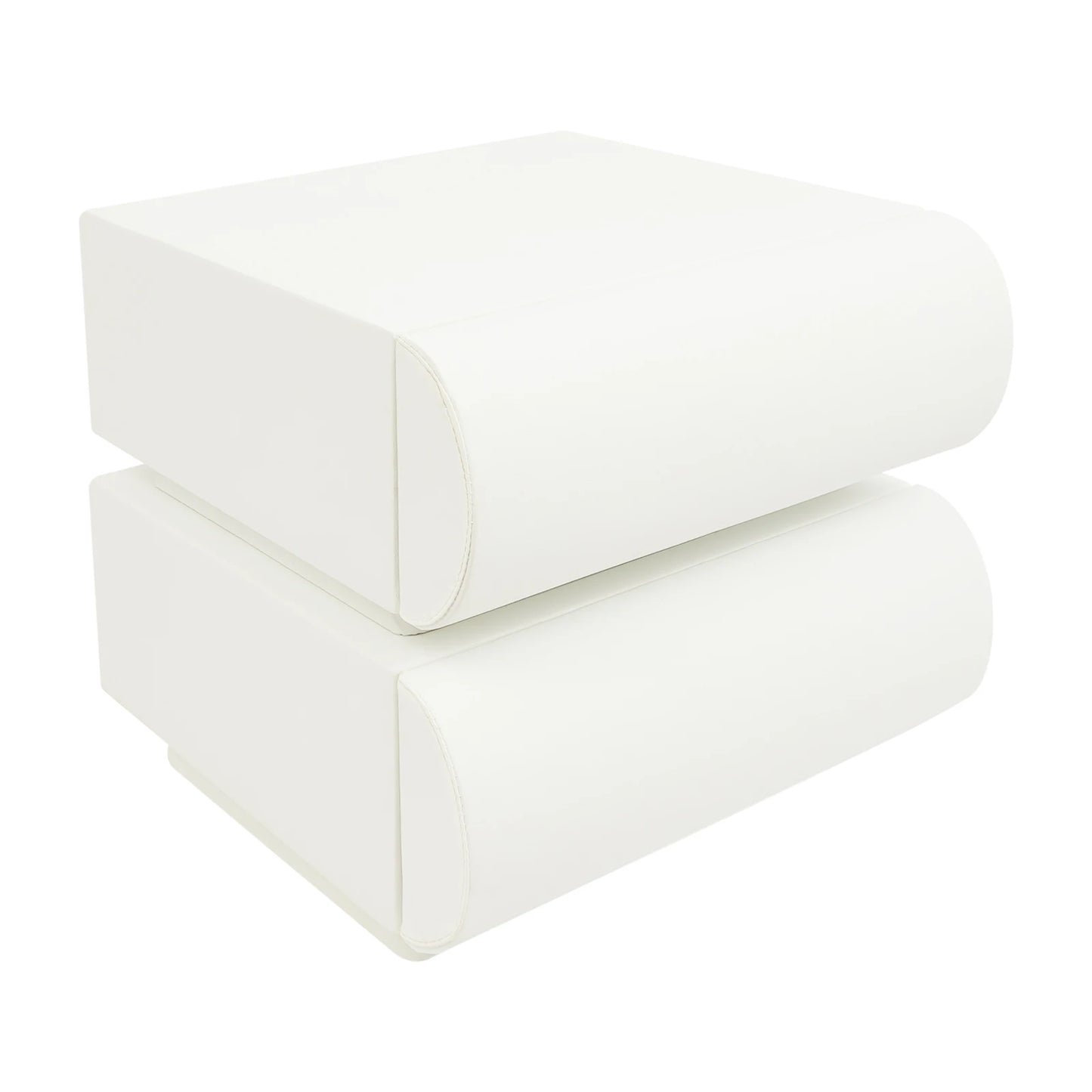 Modern Creamy White Nightstand Bedside Table End Table With 2 Drawers For Study, Bedroom, And Living Room