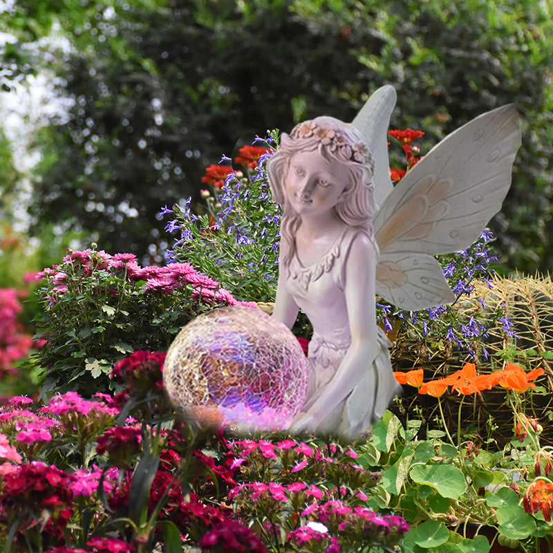 Flower Fairy statue with solar light
