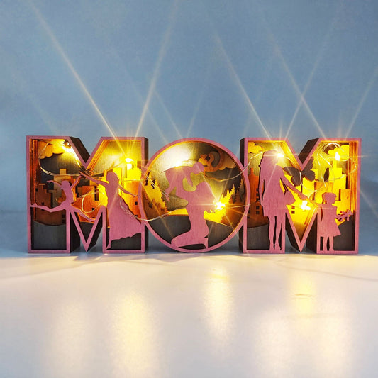 Mom wooden LED light decor