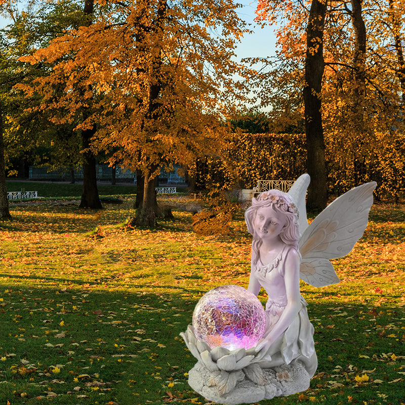 Flower Fairy statue with solar light