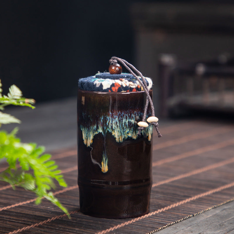 Handmade ceramic tea storage jar