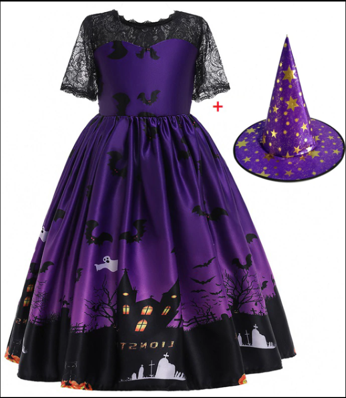 Halloween princess witch costume for kids