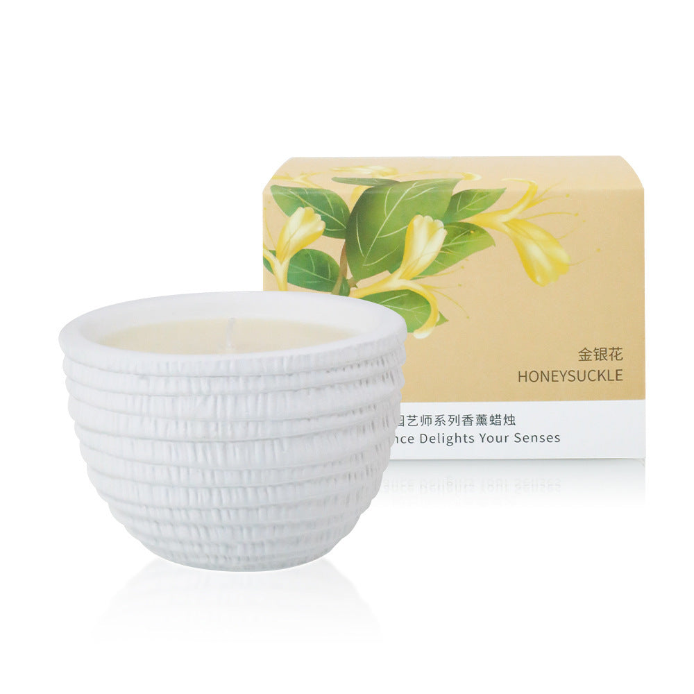 Scented soy candle for home aromatherapy