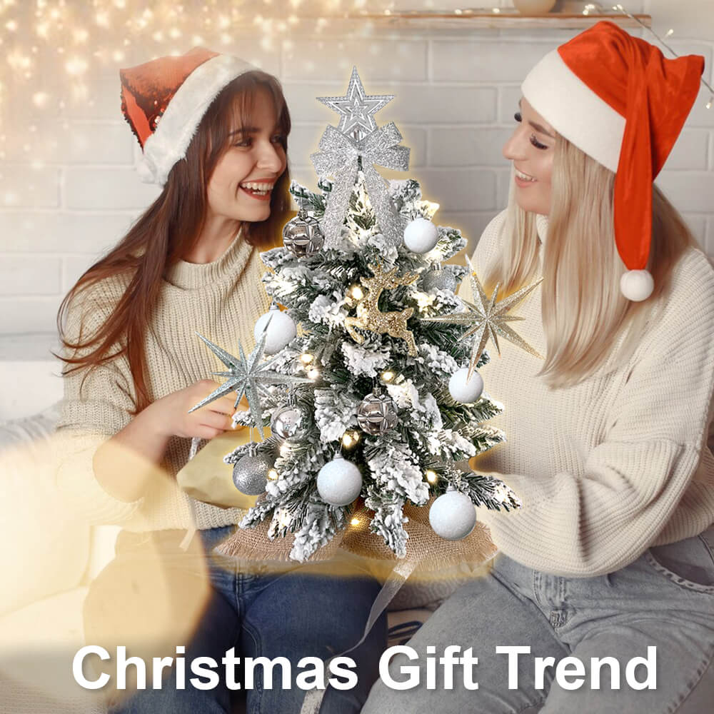 Tabletop christmas tree with light