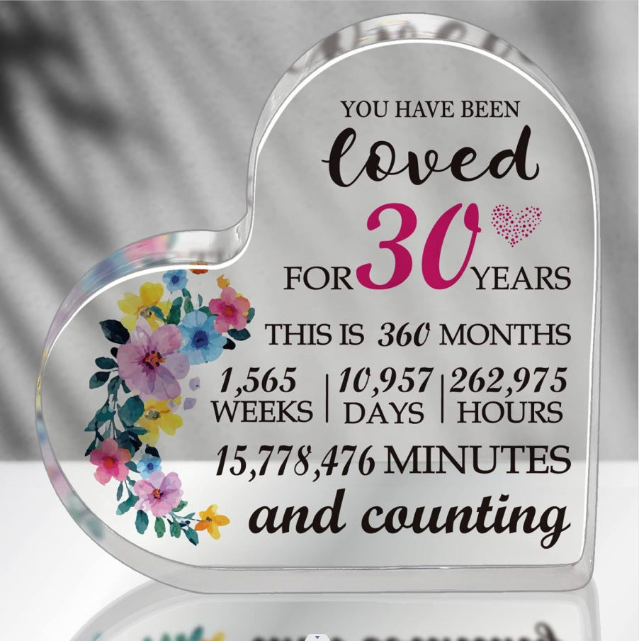 Crystal heart stone with personalized text