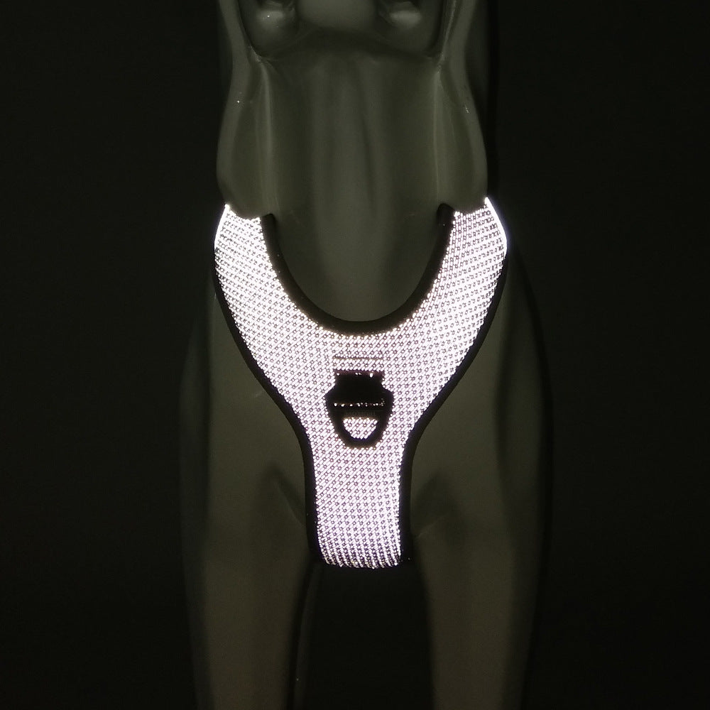 Dog chest strap with reflex