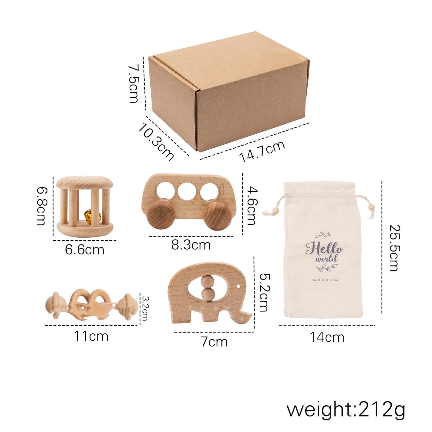 Wooden baby toy set