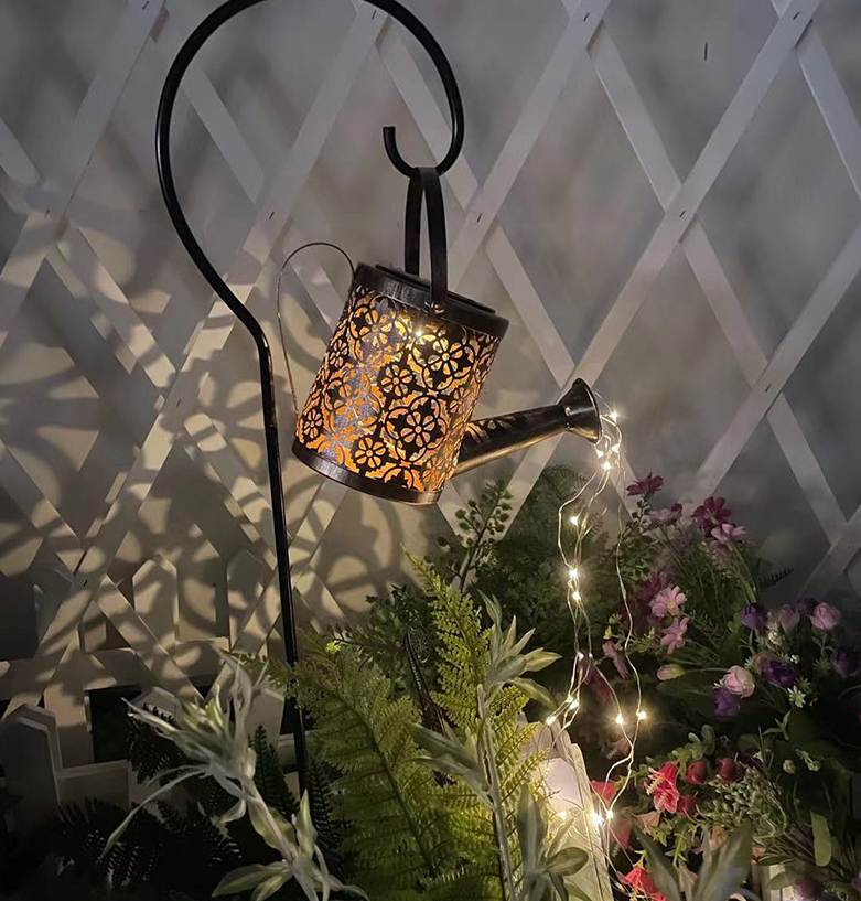 Solar outdoor light watering can