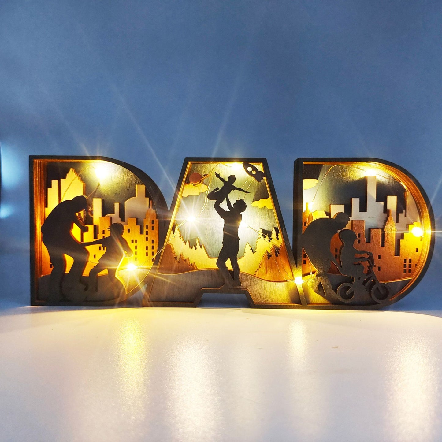 Mom wooden LED light decor