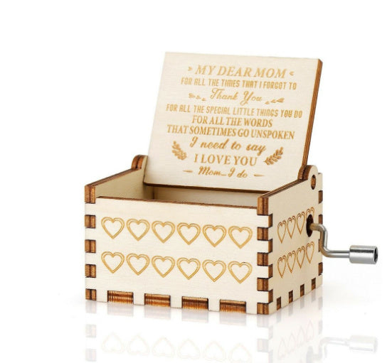 Wooden music box with love card