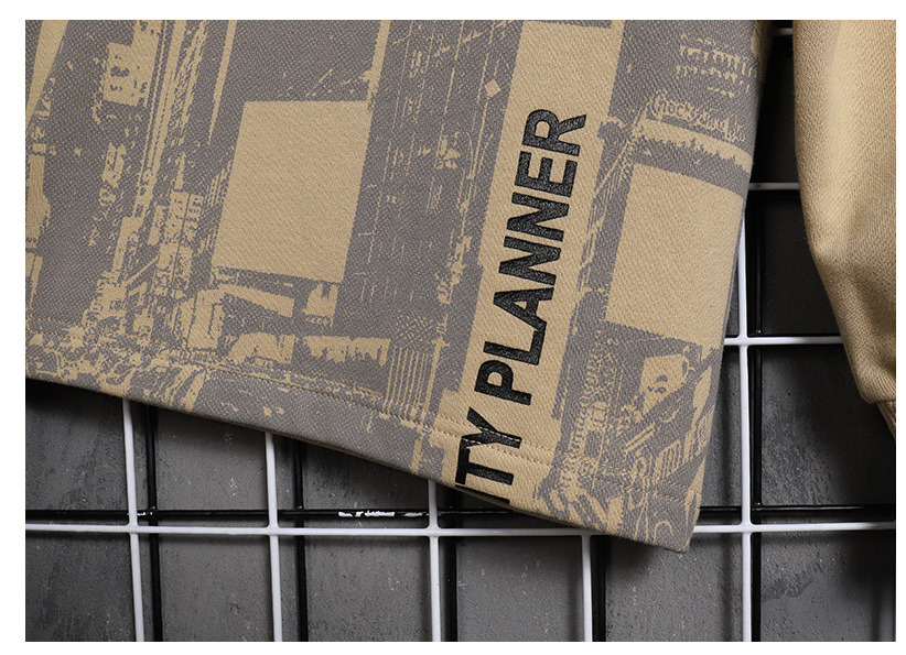 Nuwe Langmou Hoodie Mans City Print Leisure