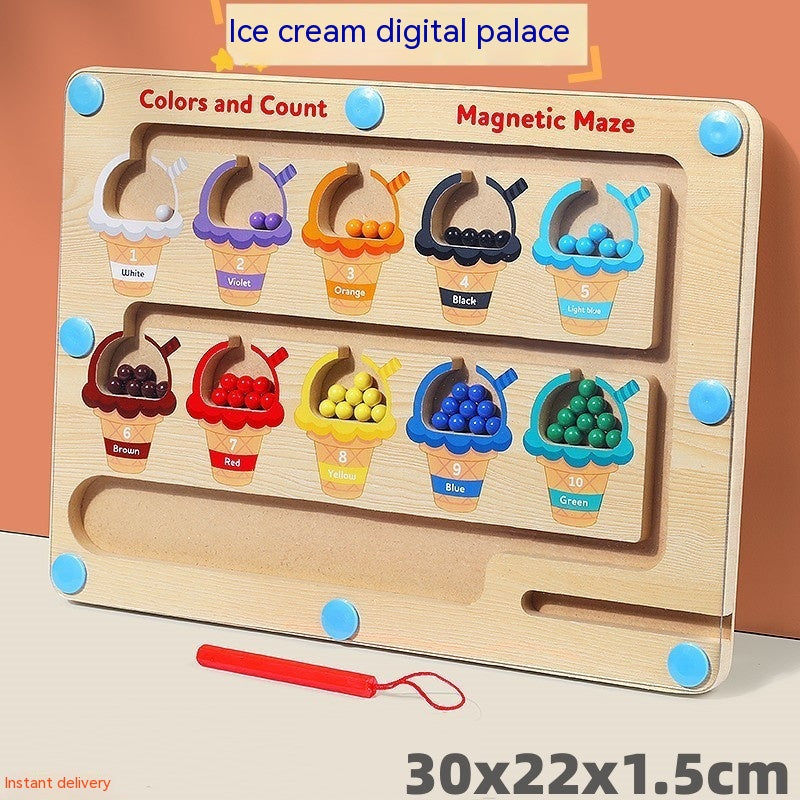 Wooden magnetic maze puzzles