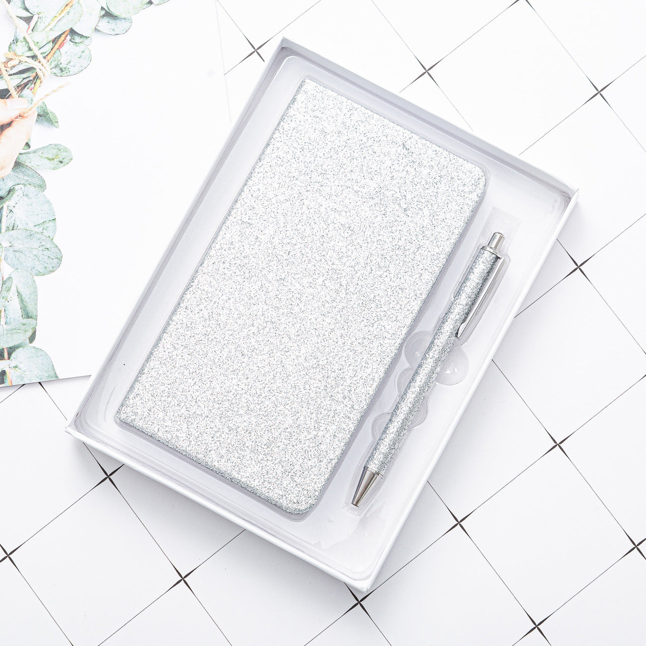 Glitter notebook and pen set