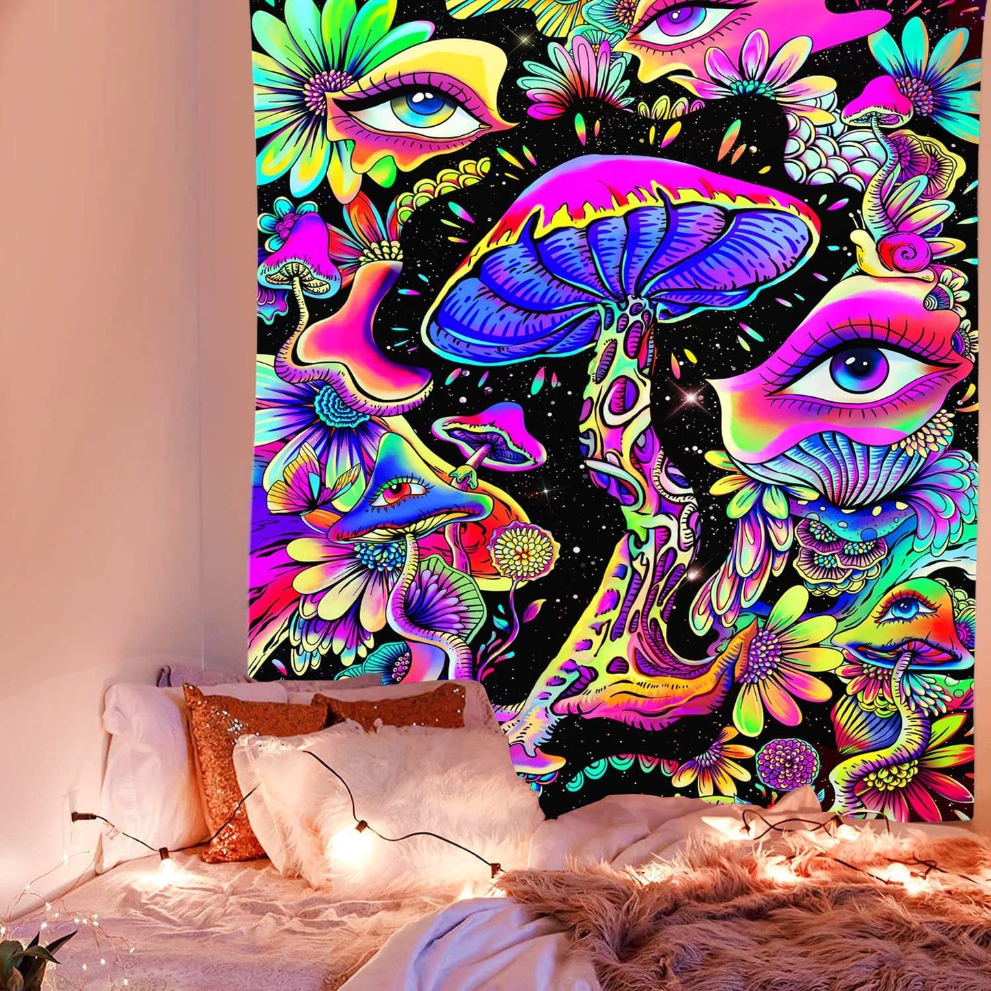 Wall decor with blacklight UV reactive