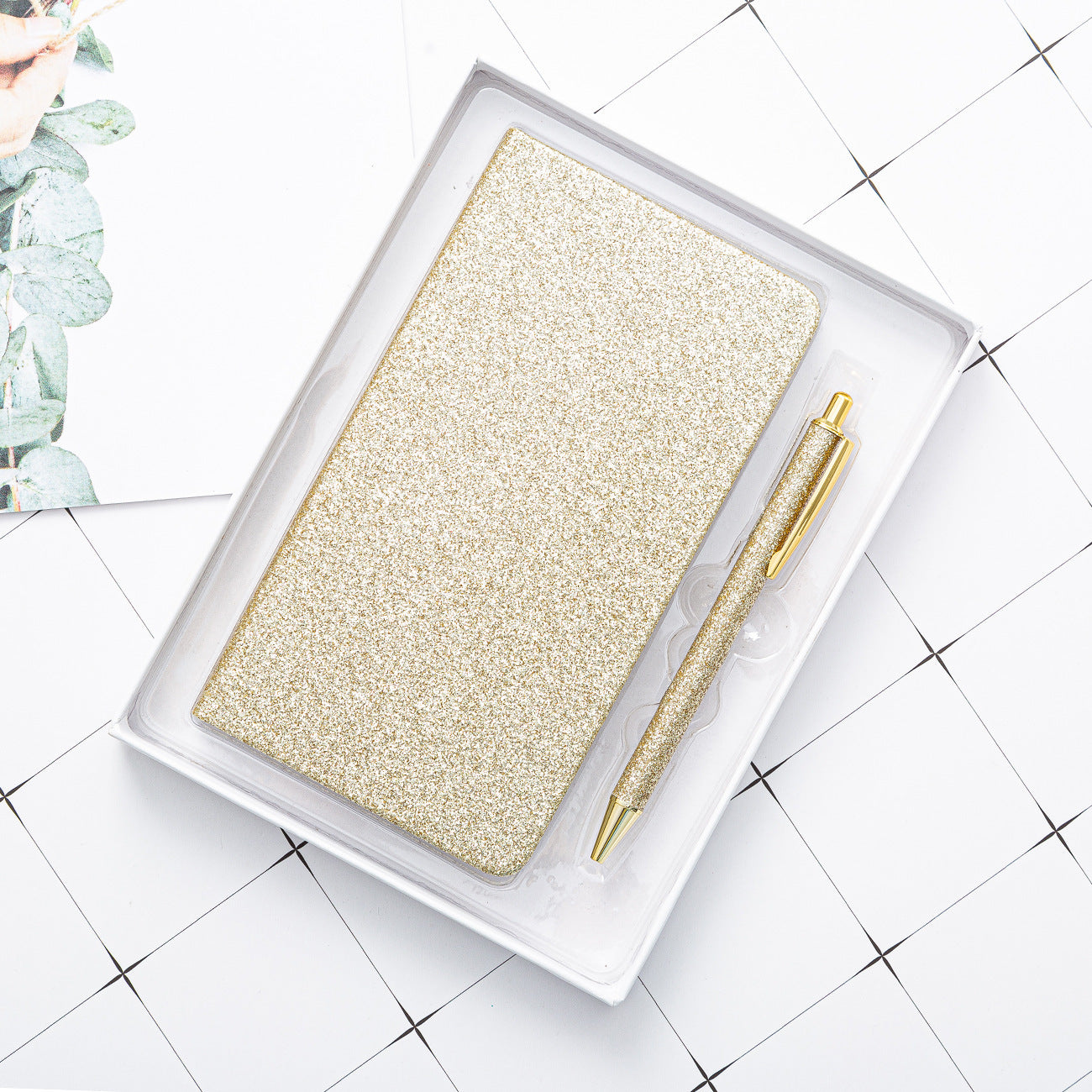 Glitter notebook and pen set