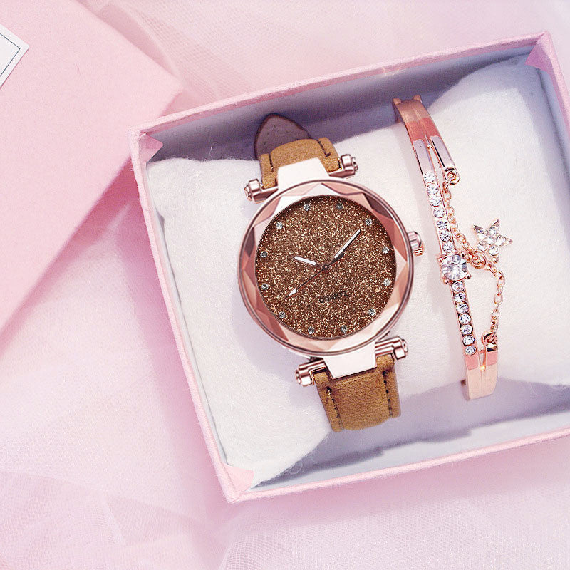 Ladies watch and bracelet gift set