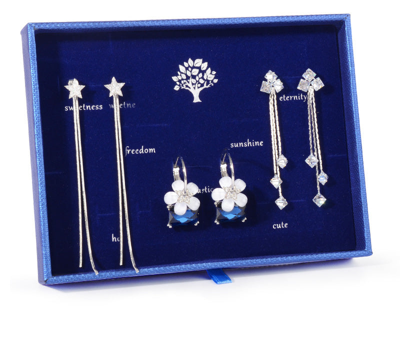 Real silver 925 earring gift box set