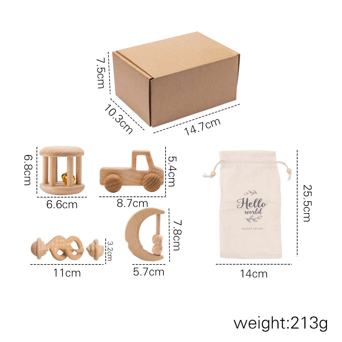 Wooden baby toy set